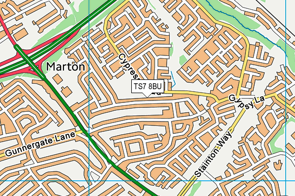 TS7 8BU map - OS VectorMap District (Ordnance Survey)