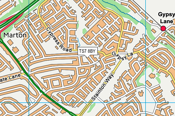TS7 8BY map - OS VectorMap District (Ordnance Survey)