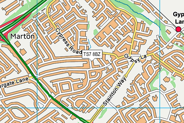 TS7 8BZ map - OS VectorMap District (Ordnance Survey)