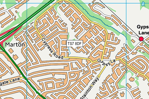 TS7 8DF map - OS VectorMap District (Ordnance Survey)