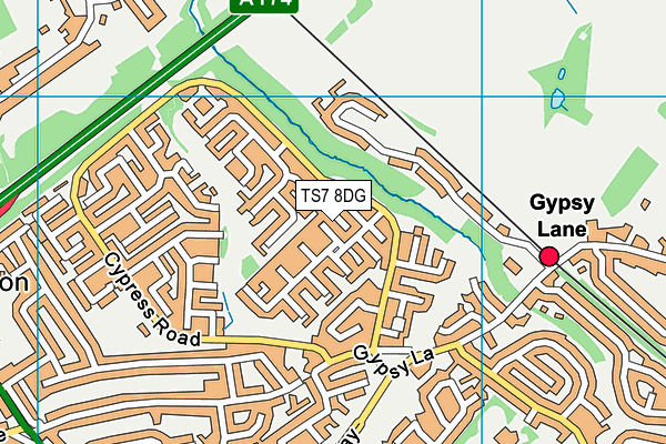 TS7 8DG map - OS VectorMap District (Ordnance Survey)