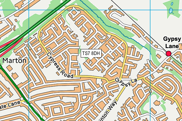 TS7 8DH map - OS VectorMap District (Ordnance Survey)