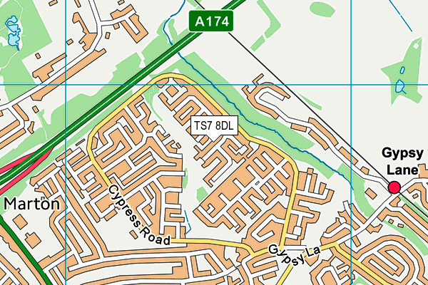 TS7 8DL map - OS VectorMap District (Ordnance Survey)