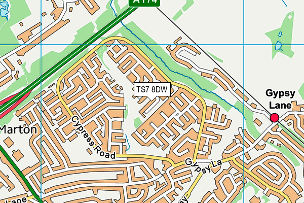 TS7 8DW map - OS VectorMap District (Ordnance Survey)