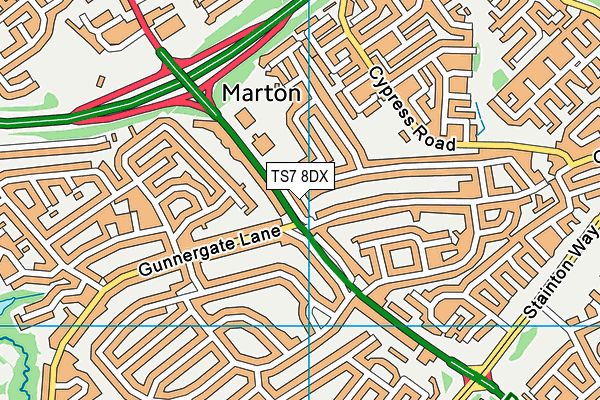 TS7 8DX map - OS VectorMap District (Ordnance Survey)