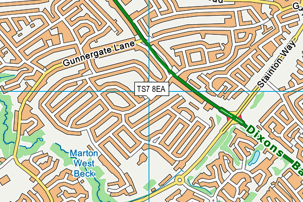 TS7 8EA map - OS VectorMap District (Ordnance Survey)