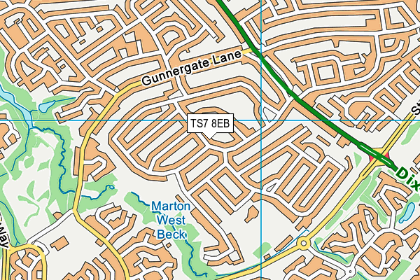 TS7 8EB map - OS VectorMap District (Ordnance Survey)