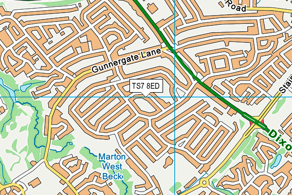 TS7 8ED map - OS VectorMap District (Ordnance Survey)
