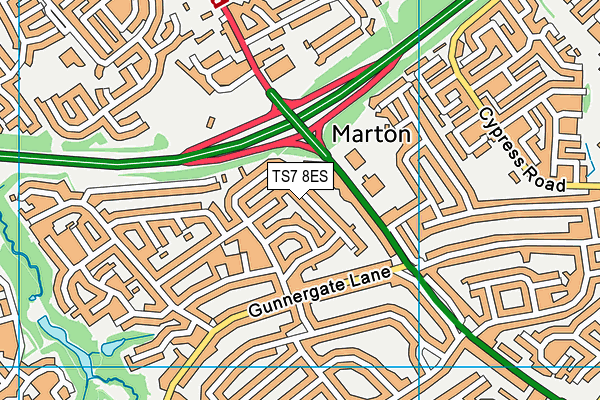 TS7 8ES map - OS VectorMap District (Ordnance Survey)