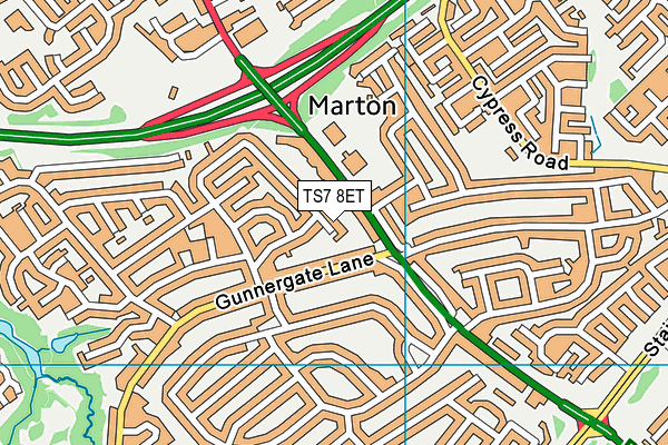 TS7 8ET map - OS VectorMap District (Ordnance Survey)