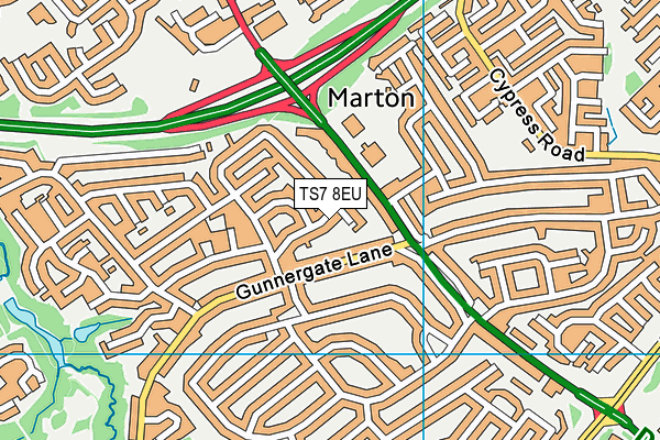 TS7 8EU map - OS VectorMap District (Ordnance Survey)