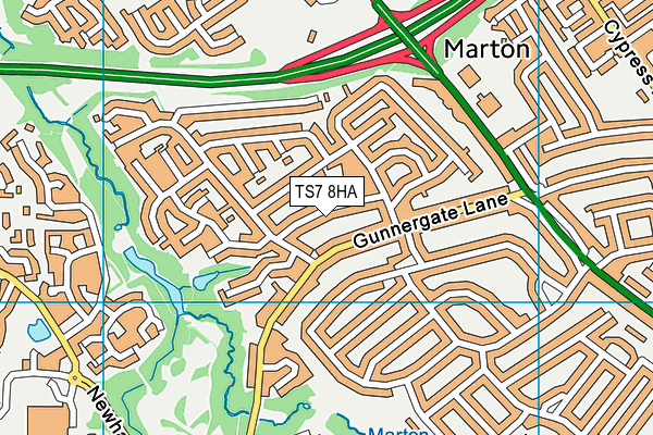 TS7 8HA map - OS VectorMap District (Ordnance Survey)