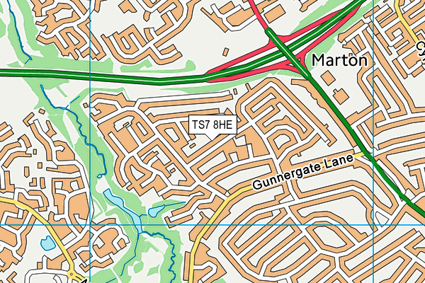 TS7 8HE map - OS VectorMap District (Ordnance Survey)