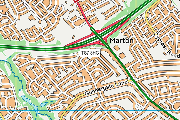 TS7 8HG map - OS VectorMap District (Ordnance Survey)