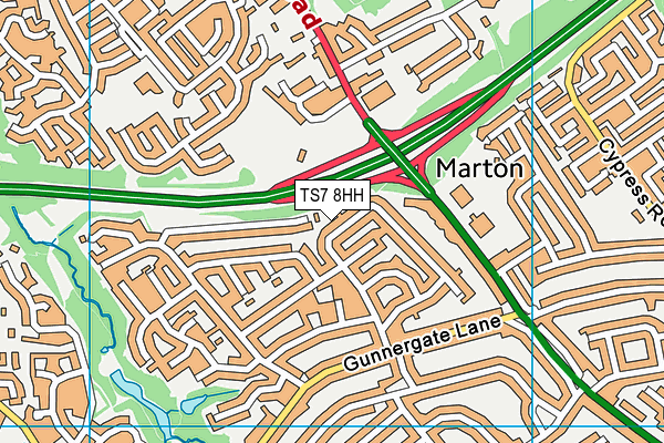 TS7 8HH map - OS VectorMap District (Ordnance Survey)