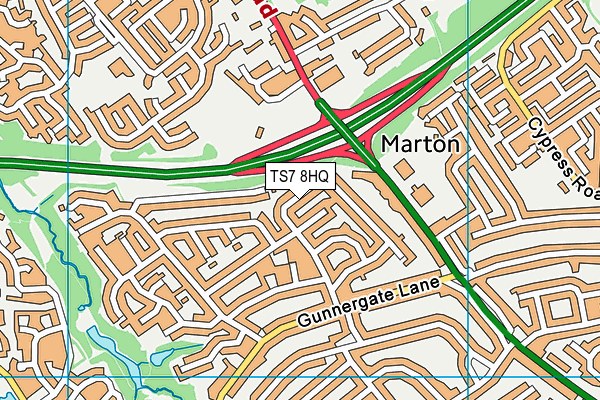 TS7 8HQ map - OS VectorMap District (Ordnance Survey)