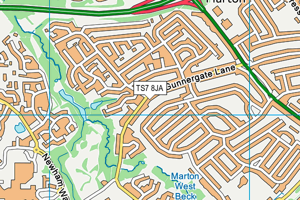 TS7 8JA map - OS VectorMap District (Ordnance Survey)