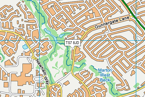 TS7 8JD map - OS VectorMap District (Ordnance Survey)