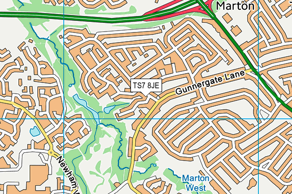 TS7 8JE map - OS VectorMap District (Ordnance Survey)