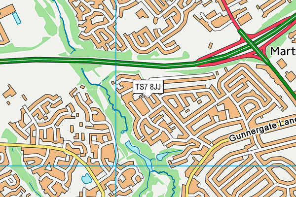 TS7 8JJ map - OS VectorMap District (Ordnance Survey)