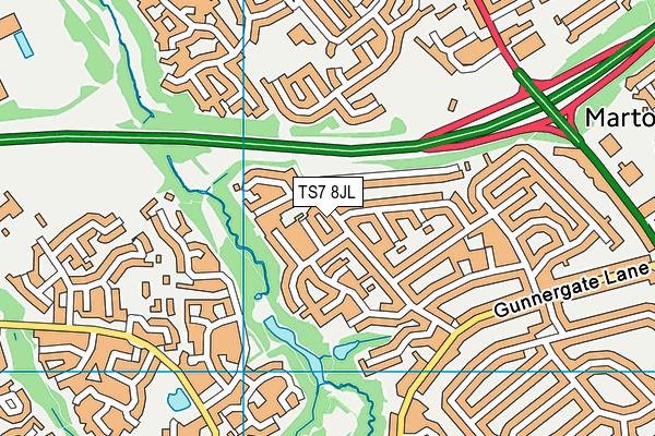 TS7 8JL map - OS VectorMap District (Ordnance Survey)