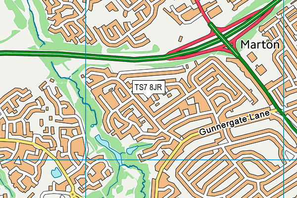 TS7 8JR map - OS VectorMap District (Ordnance Survey)