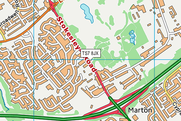 TS7 8JX map - OS VectorMap District (Ordnance Survey)