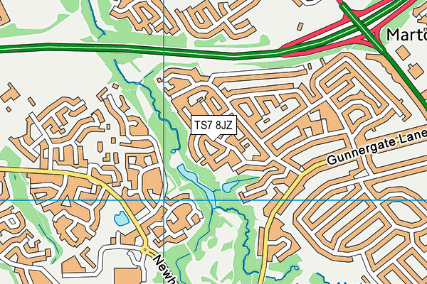 TS7 8JZ map - OS VectorMap District (Ordnance Survey)