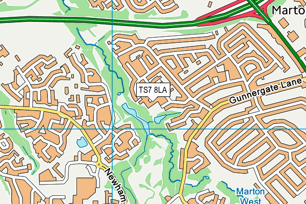 TS7 8LA map - OS VectorMap District (Ordnance Survey)