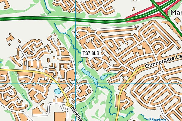 TS7 8LB map - OS VectorMap District (Ordnance Survey)