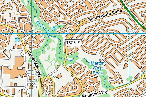 TS7 8LF map - OS VectorMap District (Ordnance Survey)