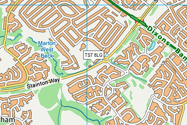 TS7 8LG map - OS VectorMap District (Ordnance Survey)