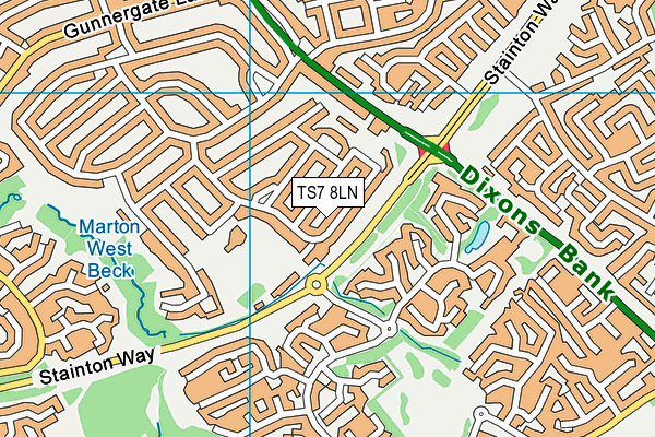 TS7 8LN map - OS VectorMap District (Ordnance Survey)