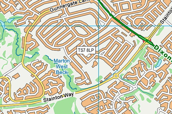TS7 8LP map - OS VectorMap District (Ordnance Survey)