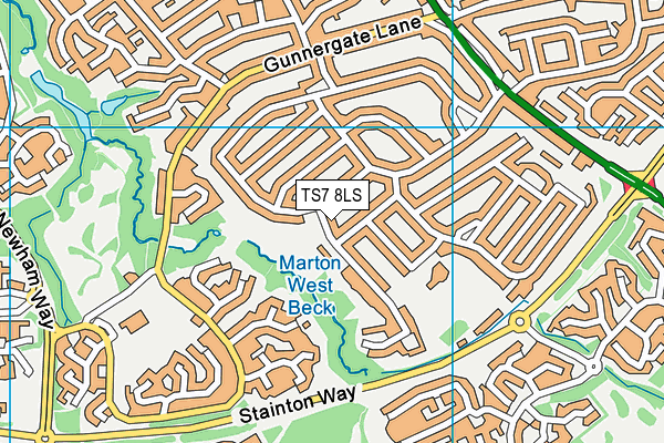 TS7 8LS map - OS VectorMap District (Ordnance Survey)
