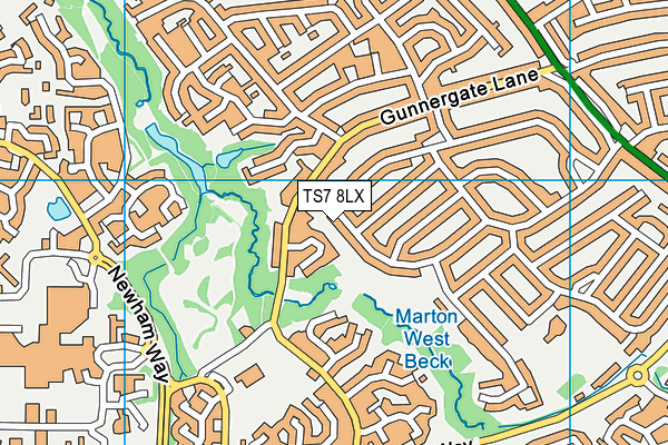 TS7 8LX map - OS VectorMap District (Ordnance Survey)