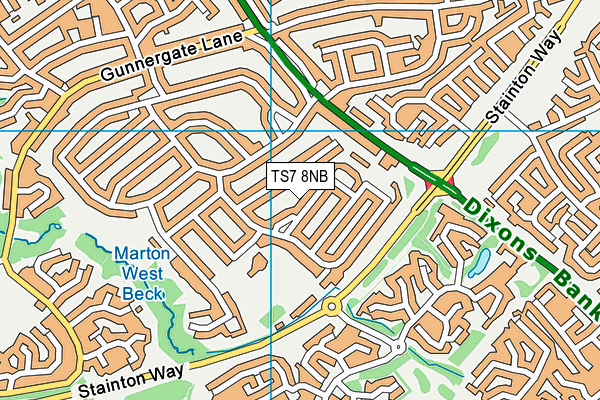 TS7 8NB map - OS VectorMap District (Ordnance Survey)