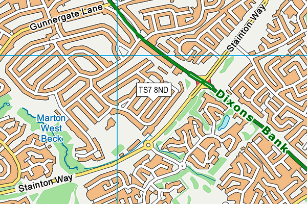 TS7 8ND map - OS VectorMap District (Ordnance Survey)