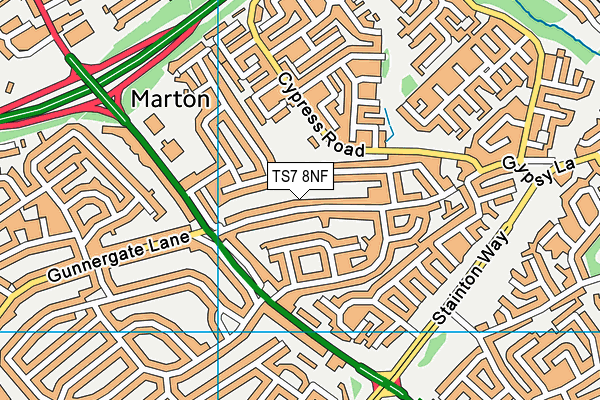 TS7 8NF map - OS VectorMap District (Ordnance Survey)