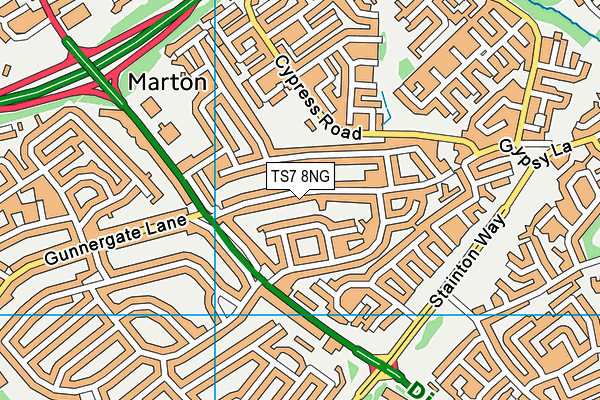 TS7 8NG map - OS VectorMap District (Ordnance Survey)