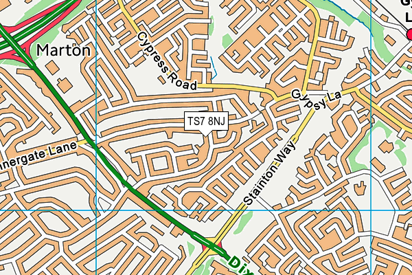 TS7 8NJ map - OS VectorMap District (Ordnance Survey)