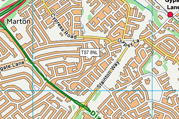 TS7 8NL map - OS VectorMap District (Ordnance Survey)