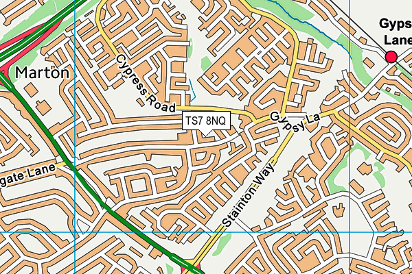 TS7 8NQ map - OS VectorMap District (Ordnance Survey)