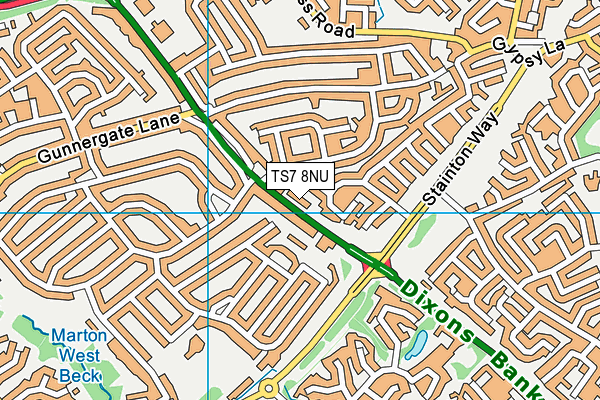 TS7 8NU map - OS VectorMap District (Ordnance Survey)