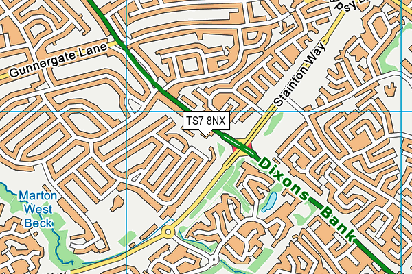 TS7 8NX map - OS VectorMap District (Ordnance Survey)