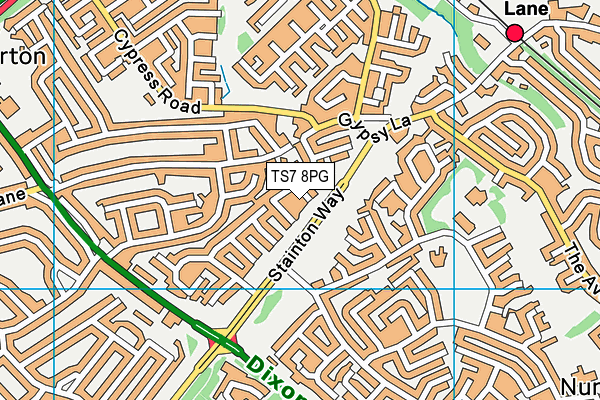 TS7 8PG map - OS VectorMap District (Ordnance Survey)