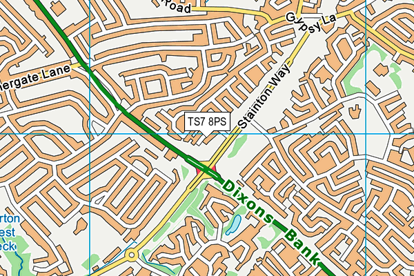 TS7 8PS map - OS VectorMap District (Ordnance Survey)