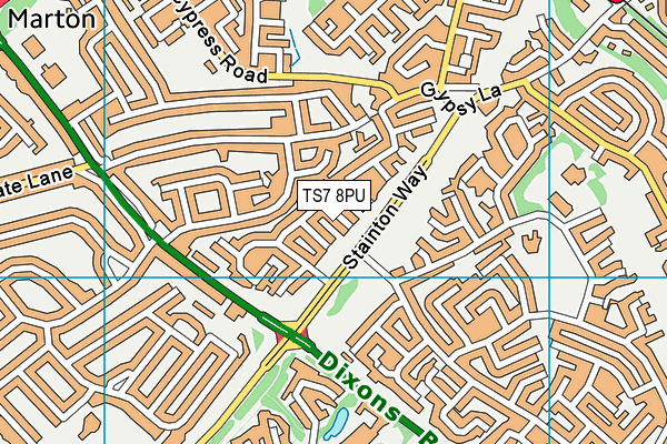 TS7 8PU map - OS VectorMap District (Ordnance Survey)