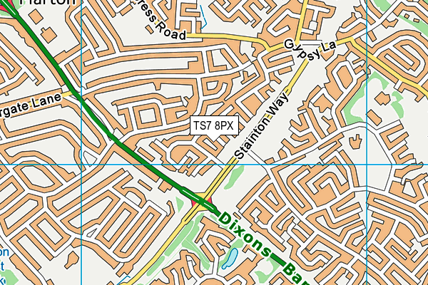 TS7 8PX map - OS VectorMap District (Ordnance Survey)