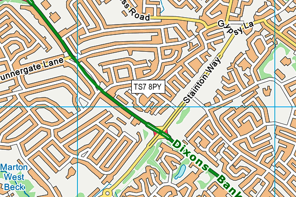 TS7 8PY map - OS VectorMap District (Ordnance Survey)